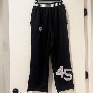 Kids Black Sweatpants with Striped Waistband